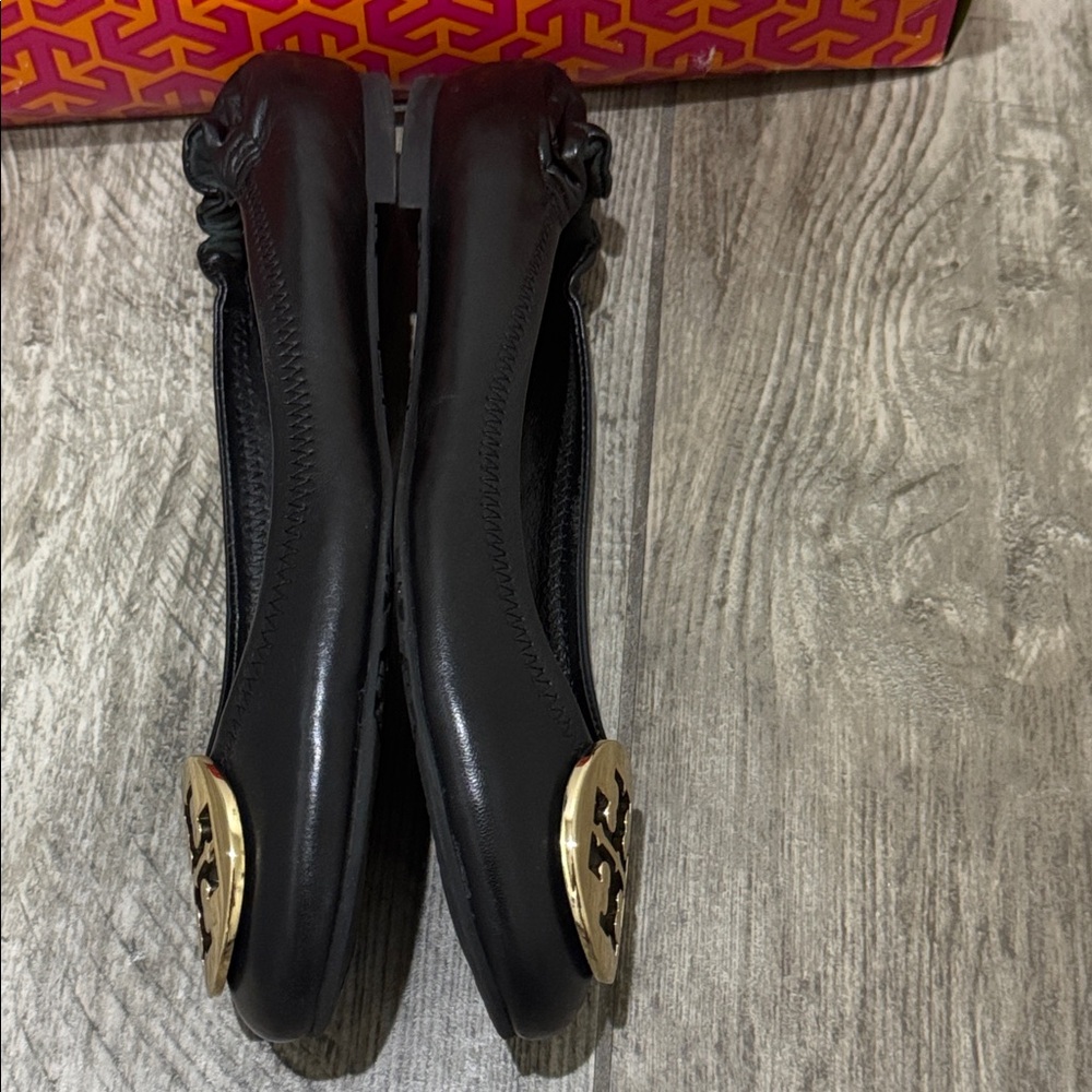 Tory Burch Leather Reva Ballet Flats with Gold Accent - Picture 4 of 10